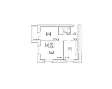 Двухкомнатная квартира (53.6 м²) - 2Д