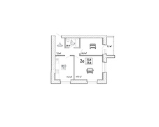 Двухкомнатная квартира (53.6 м²) - 2Е