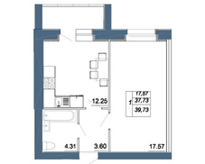 Однокомнатная квартира (39,73 м²)