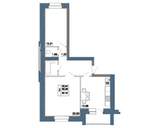 Двухкомнатная квартира (62.4 м²)