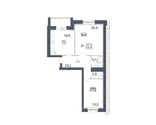 Двухкомнатная квартира (67.6 м²) - 2Г